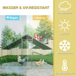 Free-Range Chicken Coop 3x2x2m, Safety Lock, Waterproof PE Cloth, Metal
