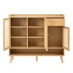 Natural rattan shoe cabinet, 3 doors, 1 drawer, 5 shelves