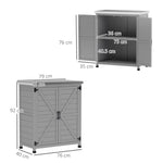 Wooden Garden Shed Outdoor Storage Cabinet with Worktop, Double Doors, Shelf, Grey