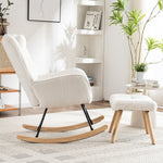 Ergonomic Rocking Chair with Footstool, 92cm High, 65cm Seat, White