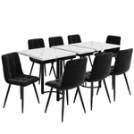 9-Piece Dining Set Extendable Rectangular Table for 8 Black Velvet