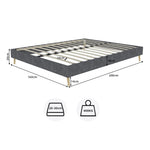 Modern Minimalist Bed Frame 160x200CM Low Box, Dutch Velvet Gray