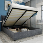 Modern Minimalist Upholstered Bed, 160x200 cm, High-Profile Storage with Gas Lift, Grey