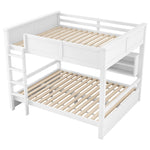 Bunk Bed with Storage Cabinets and LED Light, 160x200cm, White