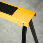 Folding Sawhorse Stand Non-Slip 125 kg Load Capacity, Orange/Black Steel