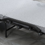 Folding Guest Bed, Adjustable Backrest, Wheels, Steel Frame, Light Grey/Black, 190x76x33cm
