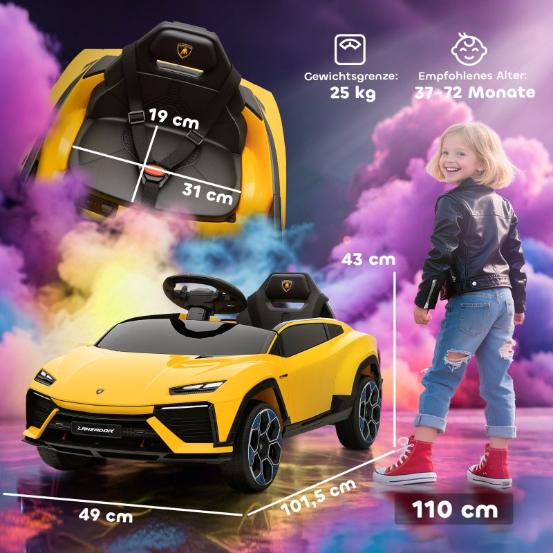 Children's Electric Car with 12V Remote Control and 2 Motors, Yellow