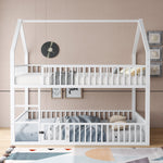 Children's Bunk Bed 140*200, Double Bed with Stairs & Loft Design, White Metal