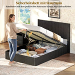 Modern Bed with Hydraulic Lift & Storage, 140x200 cm - Black