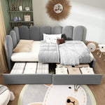 Upholstered Daybed with Drawers and Slatted Frame, 90x200cm, Gray Velvet