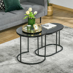 Coffee Tables, Stackable Round Oval MDF & Steel, Black
