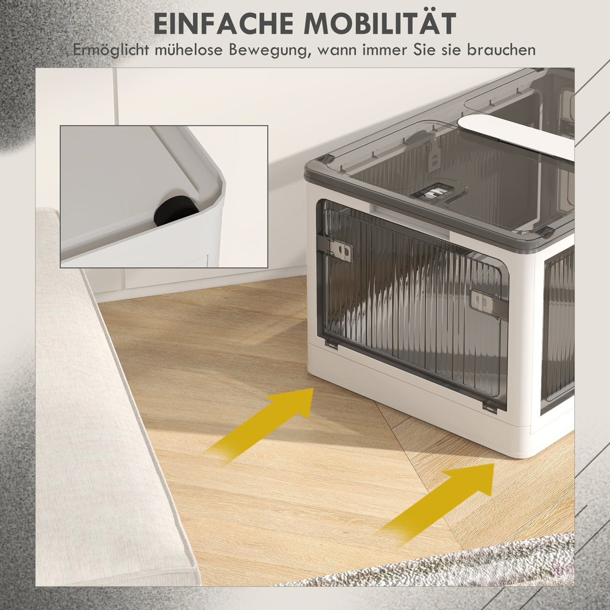 Storage Box 69L Stackable Foldable with Wheels, White