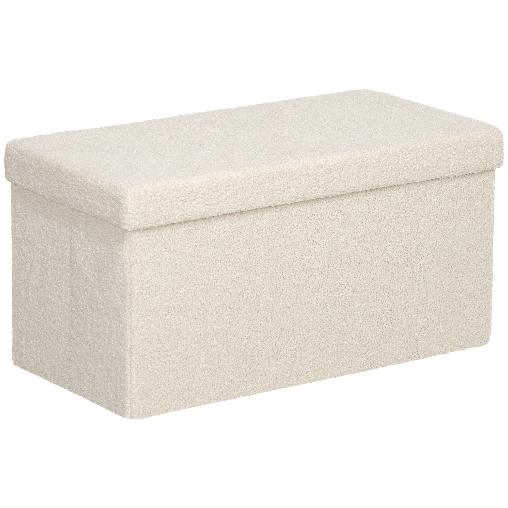 Bench with Storage, Foldable Upholstered Bed Chest, Velvet Cream White