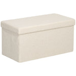 Bench with Storage, Foldable Upholstered Bed Chest, Velvet Cream White