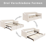Upholstered Sofa Bed, 90/180*190cm, USB Charging, Storage, Velvet Beige