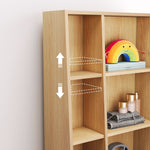 Tall Storage Cabinet Mirrored Door Adjustable Shelves 165x60x28cm - Natural Wood Look