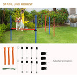 Dog Agility Set, 3 in 1, Slalom Hurdle Jumping Ring, Blue+Red