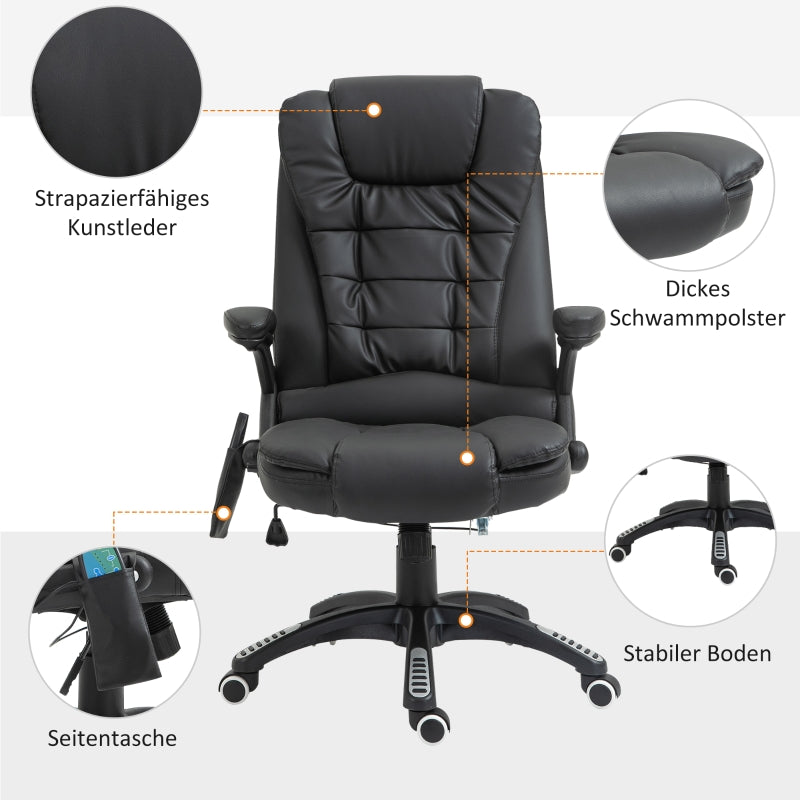 Office Chair, High Back Massage Swivel, Faux Leather Black