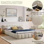 Double Bed 160x200cm Soft Quilted Frame - Beige Chenille