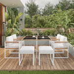 7-Piece Garden Furniture Set 6-Seater Tempered Glass WPC - Outdoor