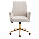 Office Swivel Chair with Height-Adjustable Ergonomic Medium Backrest, Striped Upholstery