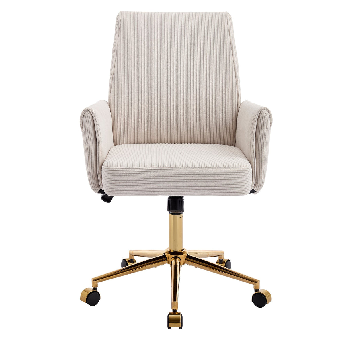Office Swivel Chair with Height-Adjustable Ergonomic Medium Backrest, Striped Upholstery