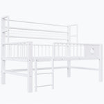 Children's Low Loft Bed with Storage Compartments, 90x200cm, White Metal
