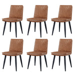 6 Dining Chairs, Double-Layered Cushions, Comfortable & Soft PU, Brown
