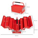 DURHAND tool case, space-saving 5 compartments, foldable, sturdy steel, red