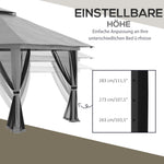 Folding Pavilion 4x4m Pop-Up Double Roof UV Protection Mesh Walls Dark Grey
