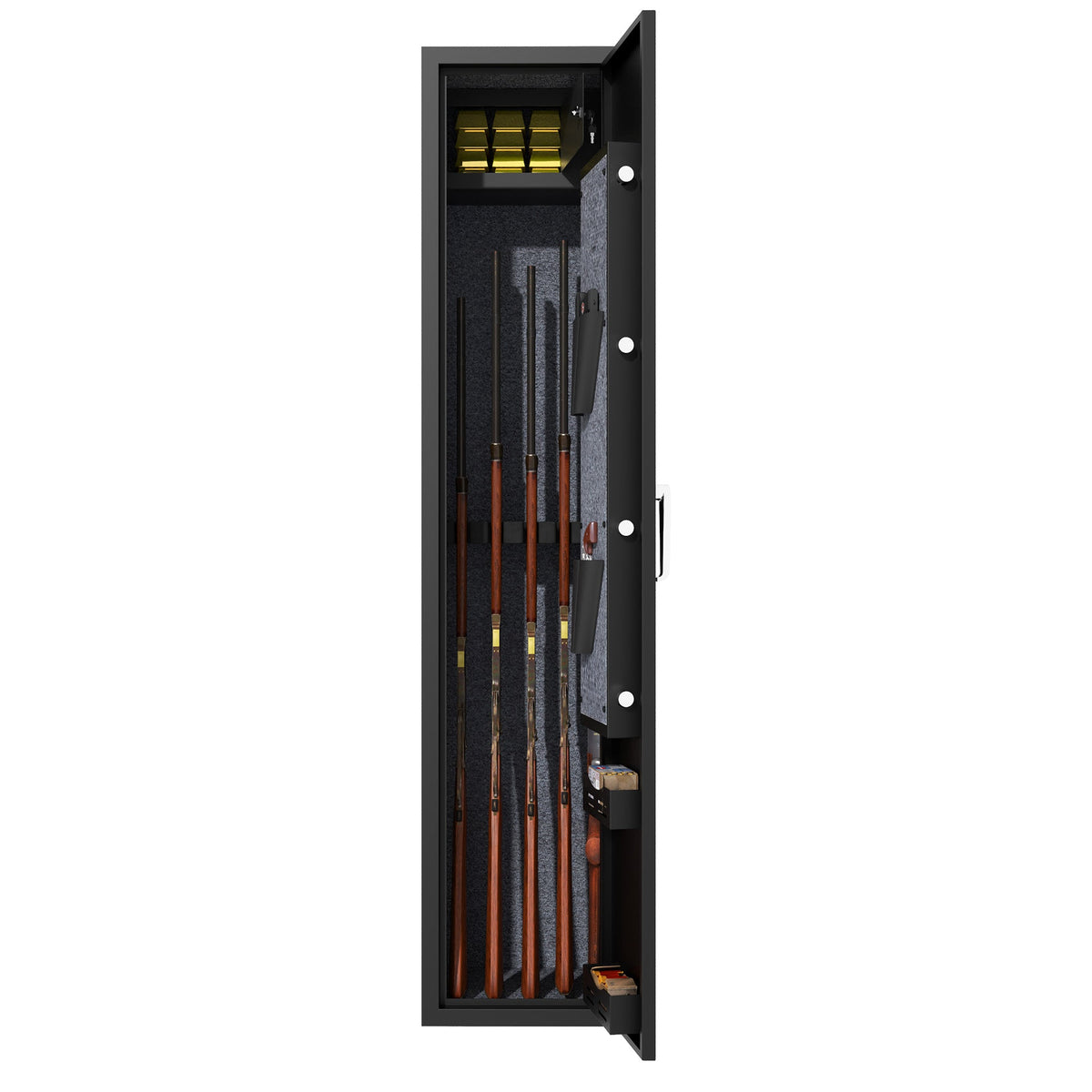 Gun Cabinet 5 Long Guns Rifles Pistols Quick Access Steel Safe 138x30x30cm