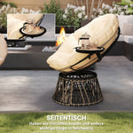 Papasan Chair, 360° Rotatable Wicker with Cushion Ø90 cm, Beige