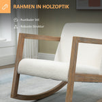 Rocking Chair, Upholstered, Wooden Frame, Cream White