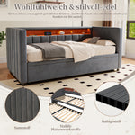 Multifunctional Sofa Bed 90x190cm, Pull-Out & Storage, Gray Velvet