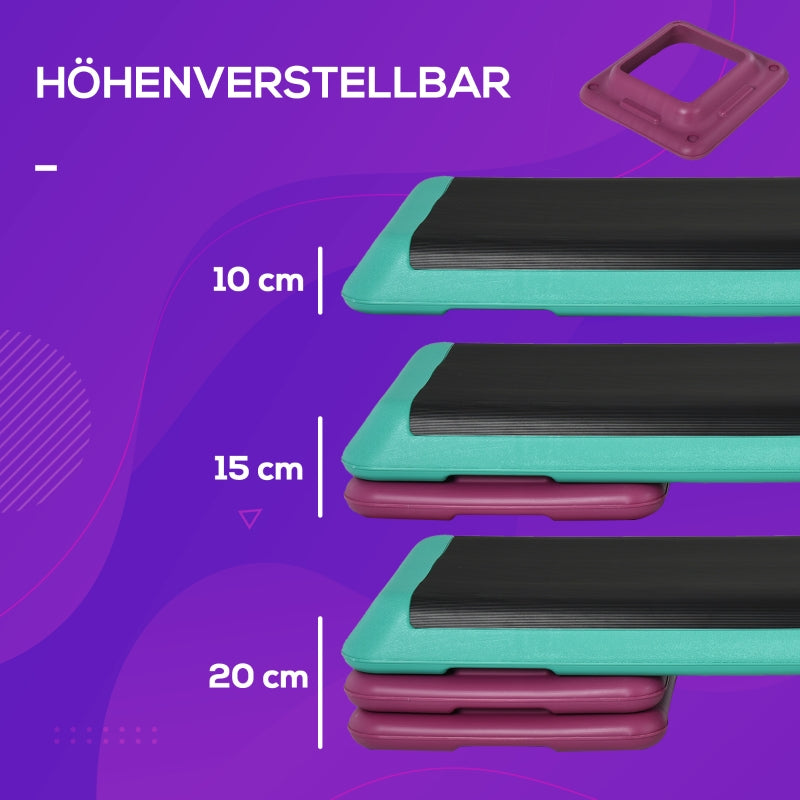 Aerobic Step Board, Adjustable Height, Fitness, PVC PP, Black Green Purple