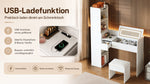 Dressing Table with LED Mirror, USB Charging & Stool, White