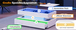 Hydraulic Height-Adjustable Coffee Table, LED Lighting, Bluetooth Control, 2 Drawers, White