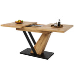 Extendable Dining Table with Internal Leaves and Seats 4-6, Wood Grain Finish