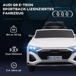 AIYAPLAY Electric Ride-On Car, 12V Audi Q8 with remote control, headlights, music, white