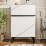 Shoe Cabinet Modern Double Doors Adjustable Shelves 95x60x34.5cm - White
