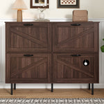 Narrow shoe cabinet with 3 flaps and pet toy storage, for hallway use