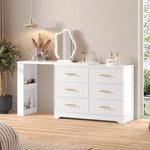 Rotating Dressing Table with LED Lighting, 110x40x129 cm, White