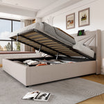 Upholstered Bed, Double, Storage, USB-C Headboard, 140x200, Linen