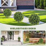 Artificial Plants, Set of 2 Boxwood Balls with Ground Stake, UV-resistant, Green