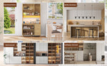 Kitchen Sideboard Buffet 183cm LED Charging Station 3 Drawers Gold Handles