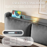 Upholstered Bed 160x200cm with Stylish Headboard, Storage, USB-C Ports, and LED Lighting