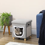Cat Cave Ottoman, Cushion, Scratching Mat, Grey Polyester