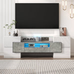 TV Cabinet Lowboard 145cm LED Lighting Modern High-Gloss White