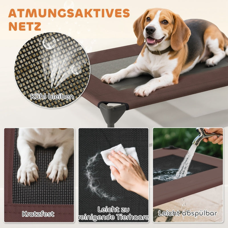 Outdoor Dog Bed with Roof, Raised for Medium Dogs, Coffee