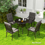 Seat Cushions, 4 Pack, 108 x 50 x 5 cm, with Ties, Dark Grey